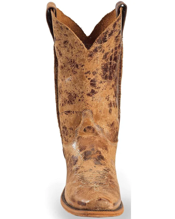 Justin Men's Cracked Bent Rail Tan Road Western Boots