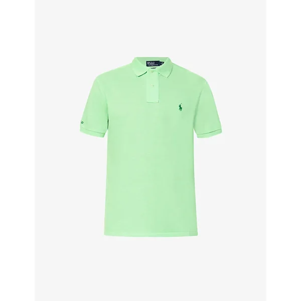 Polo Ralph Lauren Mens Cruise Lime Logo-embroidered Slim-Fit Recycled-polyester Polo Shirt L