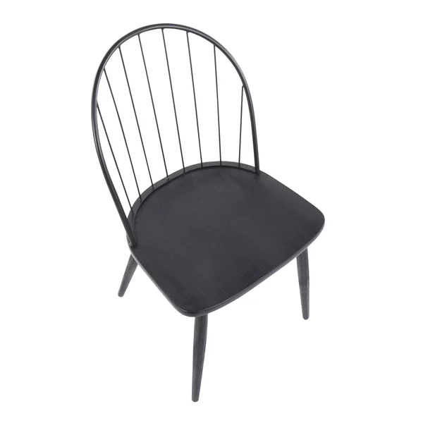 Riley High Back Chair - Black Metal, Black Wood - Set of 2