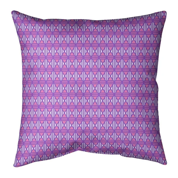Two Color Lined Diamonds Throw Pillow - 14 x 14 - Purple & Green - Cotton