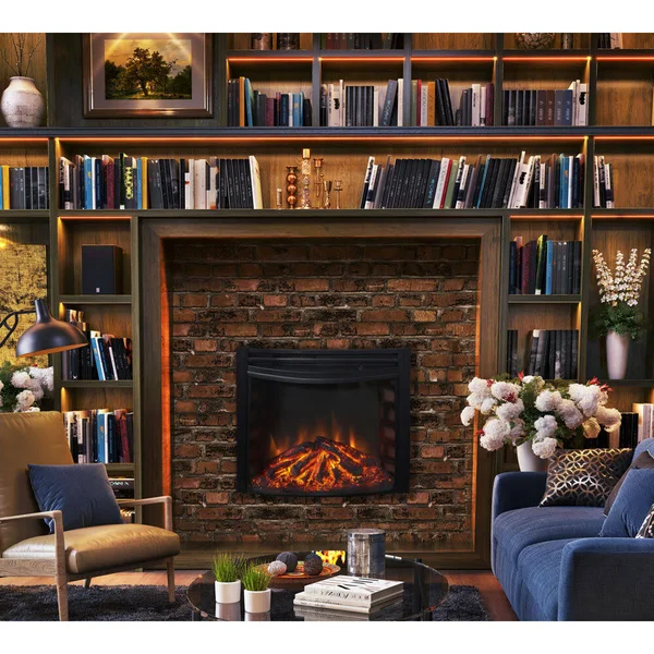 Cambridge 25x22 Freestanding Electric Curved Fireplace Heater Insert