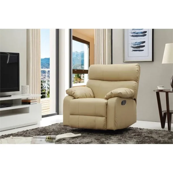 Glory Furniture Manny Faux Leather Rocker Recliner in Beige - G536-RC