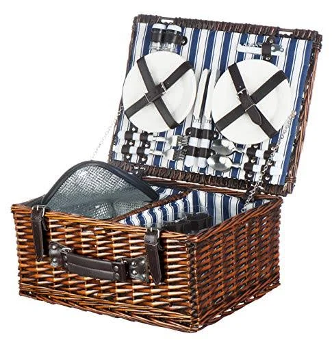 Picnic Basket Set for 4 Person, Insulated Picnic Hamper Set, Picnic Table Set, Picnic Plates, Picnic Supplies, Summer Picni