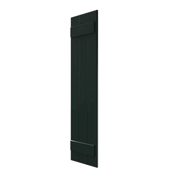 Ekena Millwork CWB12X068DGC 12x22W x 68x22H Exterior Three Board (2 Batten) Composite Board-n-Batten Shutters (Per Pair), Black