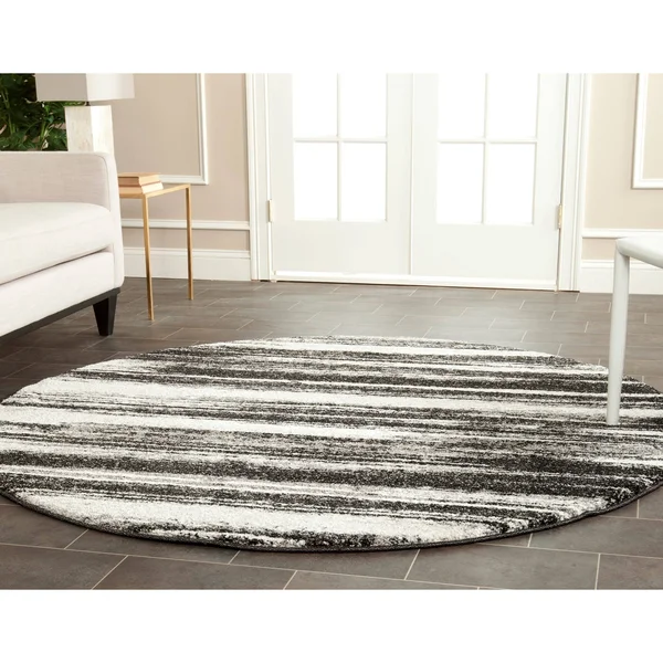 Safavieh Retro Dark Grey/ Light Grey Rug (6& x 6& Round)