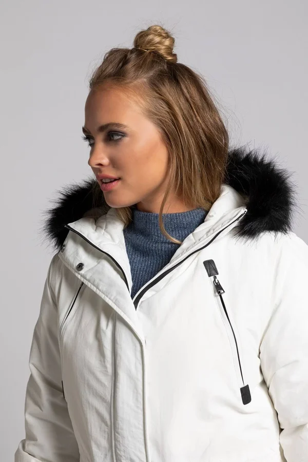 Plus Size Parkas - Woman, White, Size: 12/14, polyester/synthetic fibers, Ulla Popken