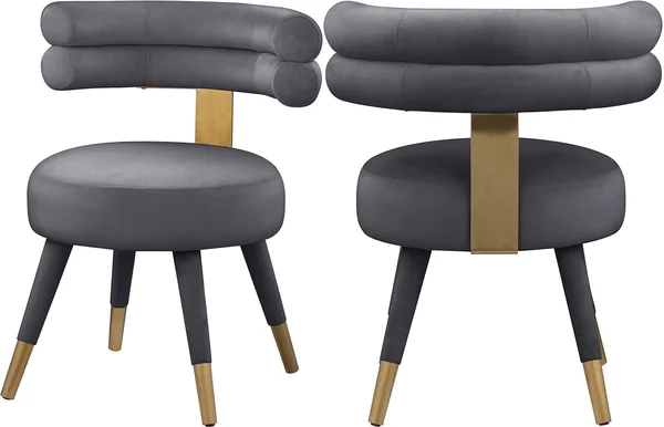 Meridian Furniture Fitzroy Grey Velvet Dining Chairs [Set of 2]