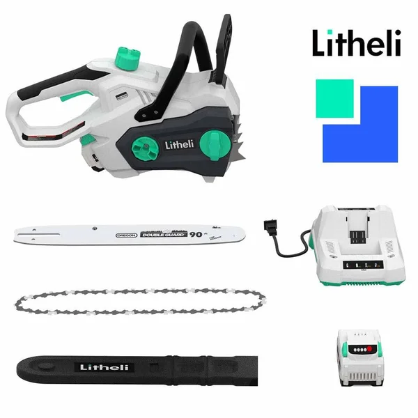 Litheli 40V Cordless Chainsaw 14 Inches with Brushless Motor, 2.5Ah Battery and Charger