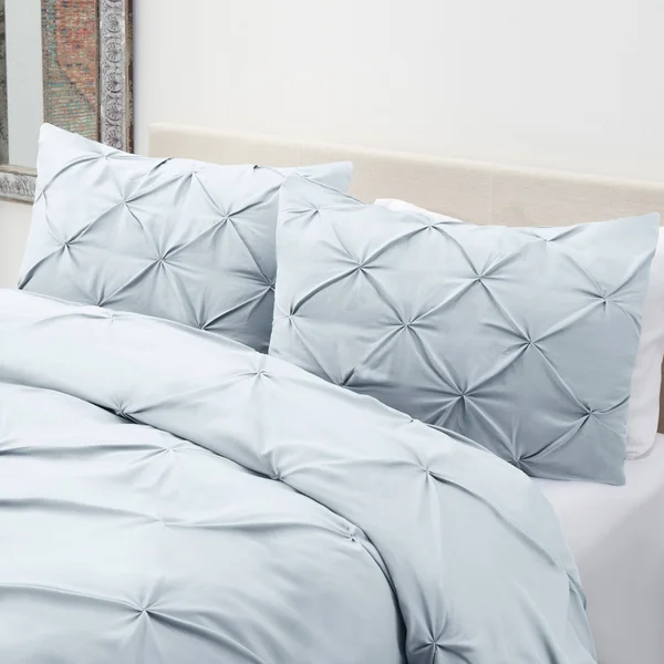 Nestl Bedding Pinch Pleat Duvet and Comforter Set - Down Alternative Comforter and Ultra Soft Microfiber Duvet Set - King - Beig