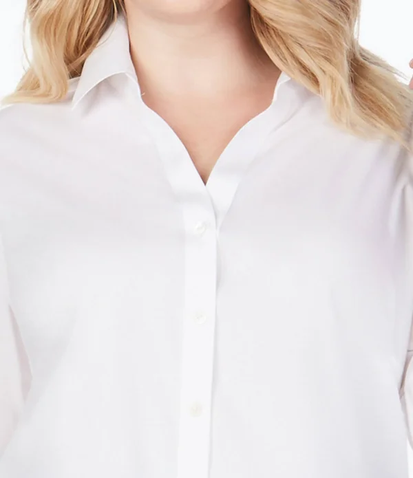 Foxcroft Mary Non-Iron Stretch Cotton Button-Up Shirt - White - 22W