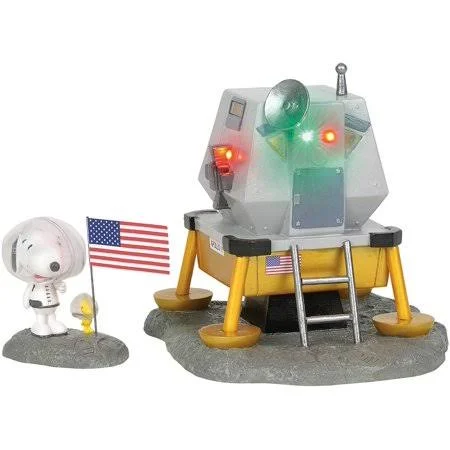 Department 56 Peanuts Village Accessories Beagle Has Landed Lit Figurine Set - 5.51 inch, Genuine Village Accessory: from The Dep
