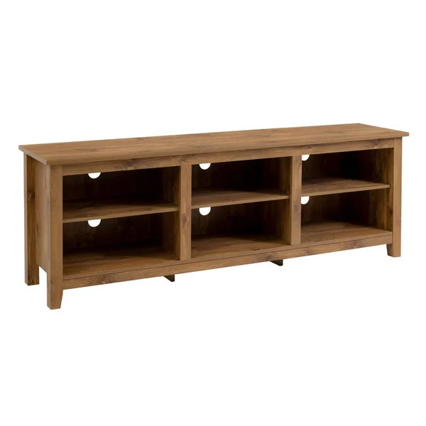 70 Wood Media TV Stand Storage Console Barnwood Saracina Home Brown