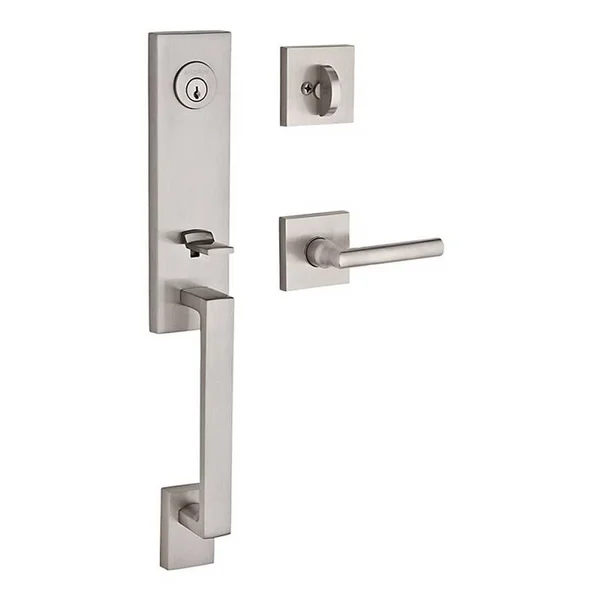 Baldwin Sc.seaxtub.l.csr.150 Single Cylinder Seattle Handleset Left Hand Tube Lever & Contemporary Square Rose Satin Nickel