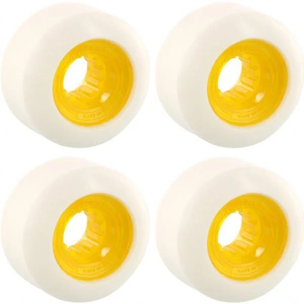 Powerflex Skateboards Rock Candy White, Clear Yellow Skateboard Wheels - 58mm 84B (Set of 4)