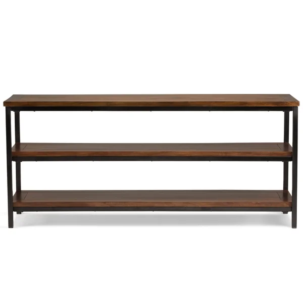 Wyndenhall Rhonda Solid Mango Wood 60 inch Wide Modern Industrial TV Media Stand in Dark Cognac Brown for TVs Up to 65 Inches