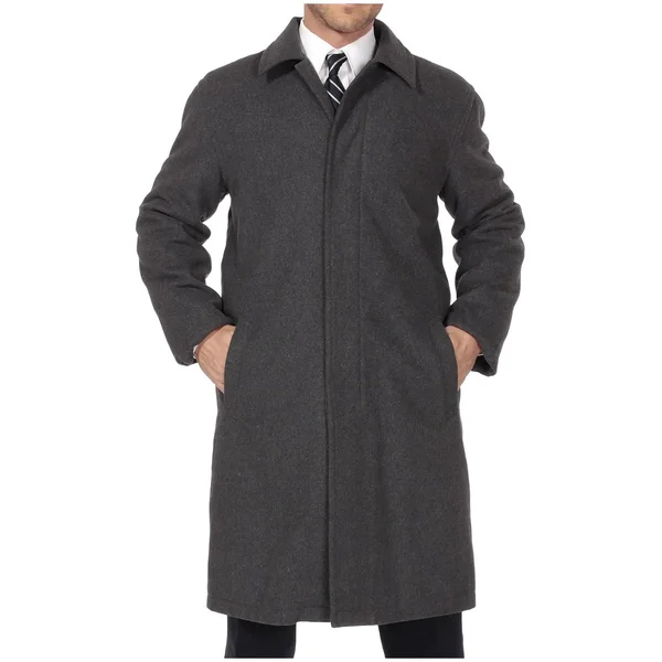 Alpine Swiss Mens Zach Wool Blend Knee-Length Trench Coat Gray XL