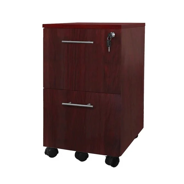Mayline Office Furniture 2-Drawer Mobile Pedestal, Mahogany