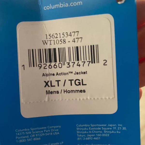 Columbia Alpine Action Jacket - XLT, Dark Mountain
