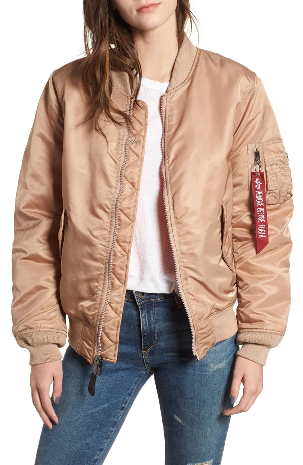 Alpha Industries Women's MA-1 W Flight Jacket - Rose Gold, M