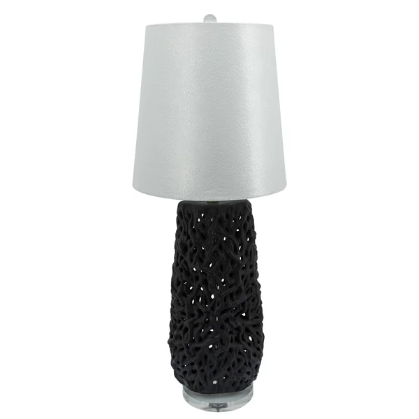 Sagebrook Home Ceramic 37x22 Coral Look Table Lamp, Matte Black
