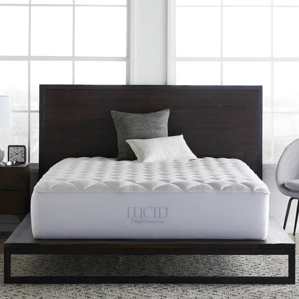 Lucid Comfort Collection Overfilled Mattress Pad - Size: Queen, White