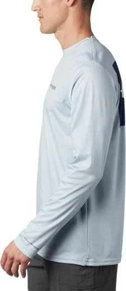 Columbia Men's Terminal Tackle PFG Fish Flag Long Sleeve, Cool Grey/TX Fish, Small