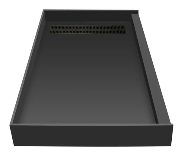Tile Redi Single Threshold Shower Base with Designer Grate - Bronze
