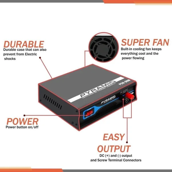 Pyramid Compact Power Supply - AC-to-DC Power Converter, 30 Amp Bench Power