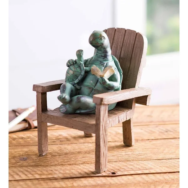 Plow & Hearth Reading Turtle Garden Statue