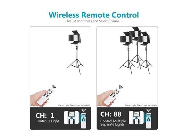 Neewer 2 Packs Advanced 2.4G 660 LED Video Light Photography Lighting Kit - Dimmable Bi-Color LED Panel with LCD Screen, 2.4G Wir