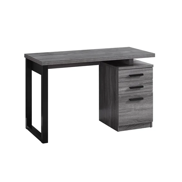 47.25x22 Gray and Black Contemporary Rectangular Computer Desk with Drawers
