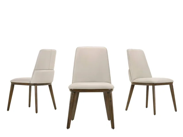 Casabianca Stellar Dining Chair in Light Gray Leather with Walnut Wood Legs