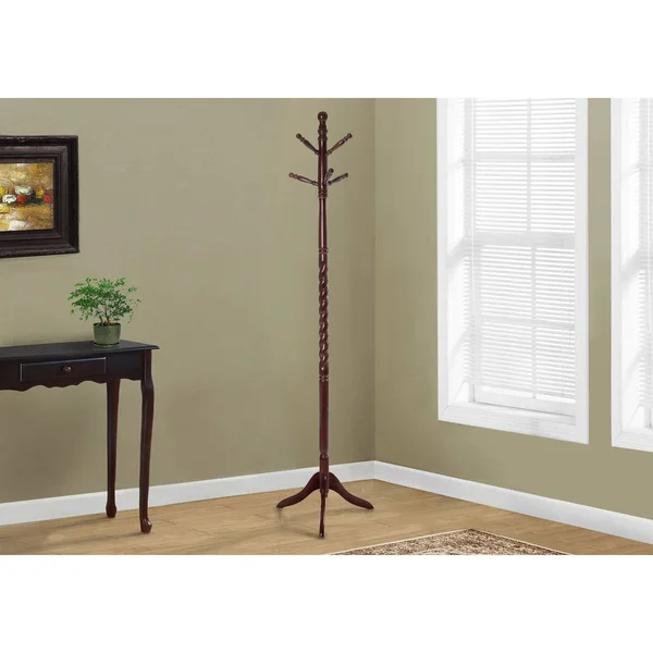 71.75x22 Brown Traditional Coat Rack with Pegs and Curved Base