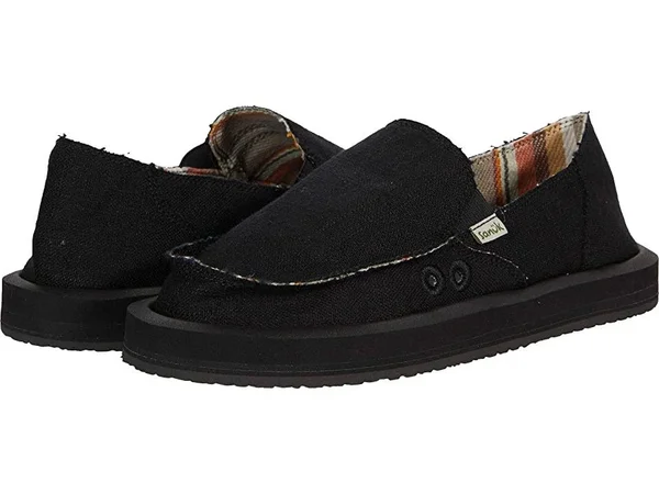 Sanuk Donna Soft Top Hemp Women's Shoes Black : 5 B - Medium