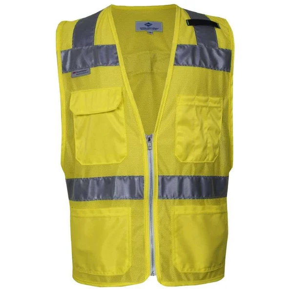 VIZABLE Hi-Vis Deluxe Micro Mesh Road Vest - ANSI Class 2, Type R Type R Class 2, 2XL, Yellow