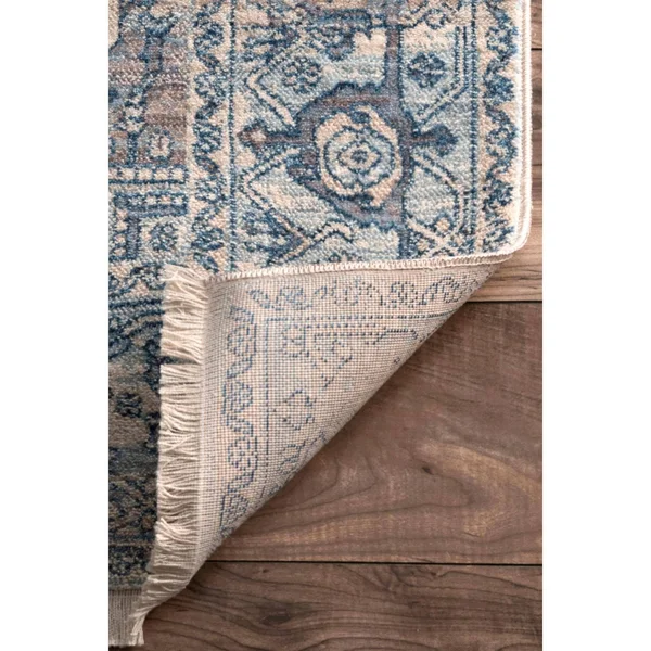 nuLOOM Rugs Ehtel Medallion Fringe Light Blue 2& 6x22 x 8& Runner Rug
