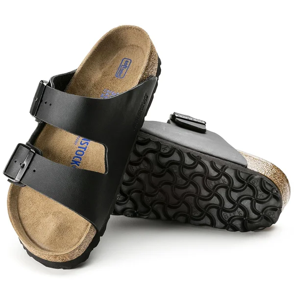 Birkenstock Arizona Birko-Flor Soft Footbed Black Leather Sandal - 11M, 9M