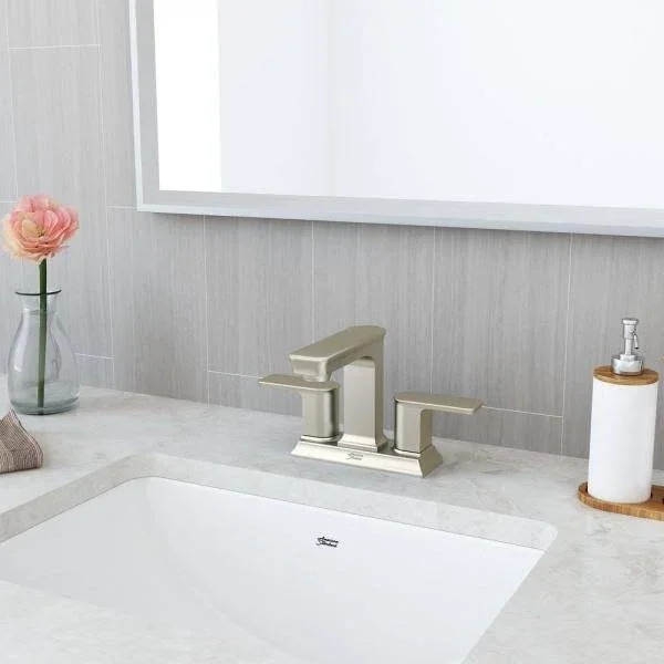 American Standard Forsey 4 in. Centerset 2-Handle Bathroom Faucet with Easy Install Push Drain in Brushed Nickel 7023201.295