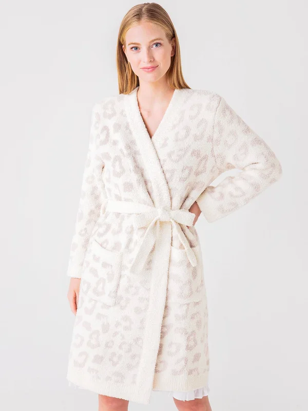 Barefoot Dreams CozyChic Barefoot in The Wild Robe, Cream/Stone, XL