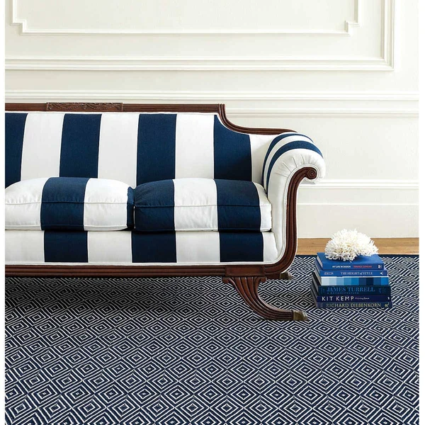Dash & Albert - 2.5x12 - Diamond Navy/White Indoor/Outdoor Runner Rug