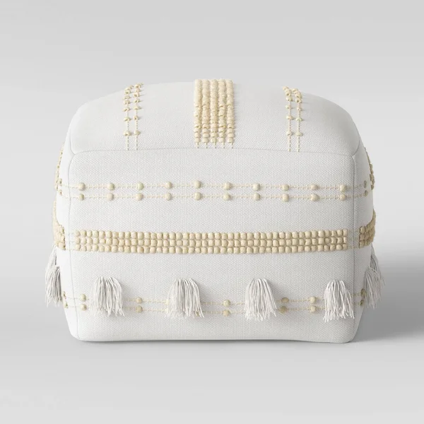 Lory Pouf Textured White - Opalhouse