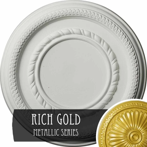 Ekena Millwork CM12FERGS 12 5/8x22OD x 1 1/8x22P Federal Roped Small Ceiling Medallion (Fits Canopies Up to 6x22) - Hand-Painted