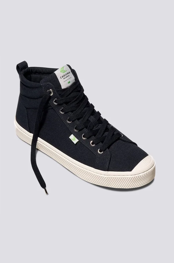 Cariuma, OCA High Black Canvas Sneaker Women, 5 US, Black