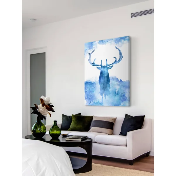 Marmont Hill - Blue Moose Painting Print on Wrapped Canvas, Blue