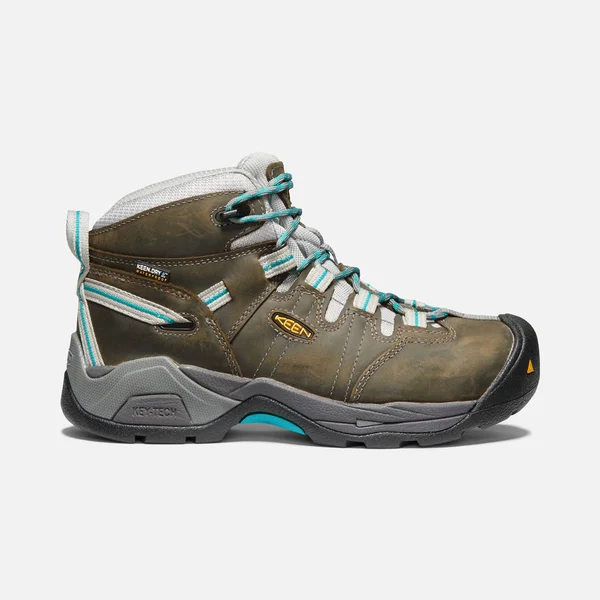 Keen Utility Women's Detroit XT Mid Steel Toe Waterproof Work Boot - Gargoyle/Lake Blue, 7