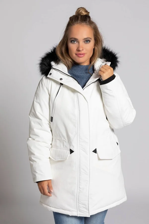 Plus Size Parkas - Woman, White, Size: 12/14, polyester/synthetic fibers, Ulla Popken
