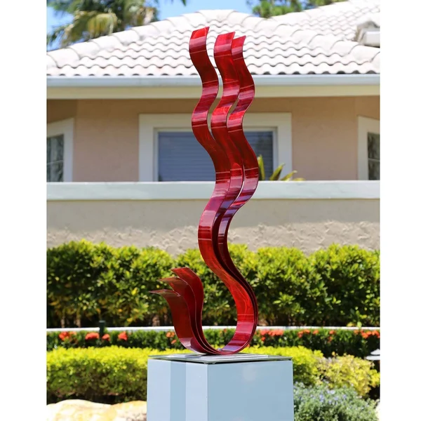 Statements2000 Abstract Metal Art Sculpture Centerpiece Decor by Jon Allen - Transitions Flat Base - Aqua