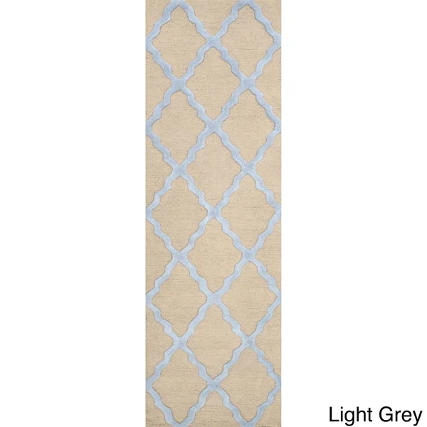 nuLOOM Light Grey Hand Hooked Marrakech Trellis Area Rug Runner, 2& 6x22 x 8&