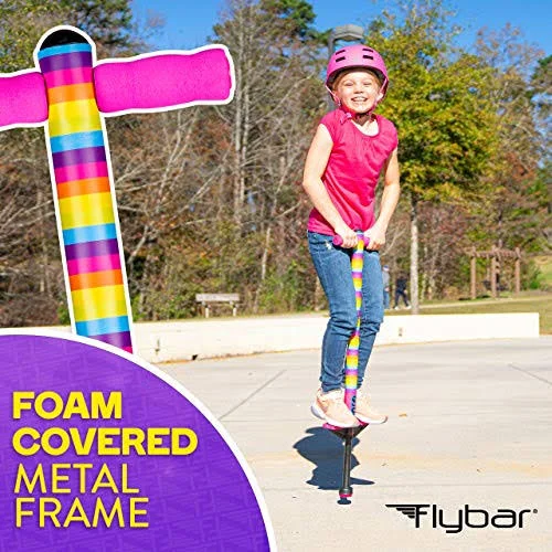 Flybar Foam Jolt Pogo Stick for Kids Age 5 and Up, Between 40 to 80 Pounds, Beginners Kids Pogo Stick for Boys and Girls (Rainbo