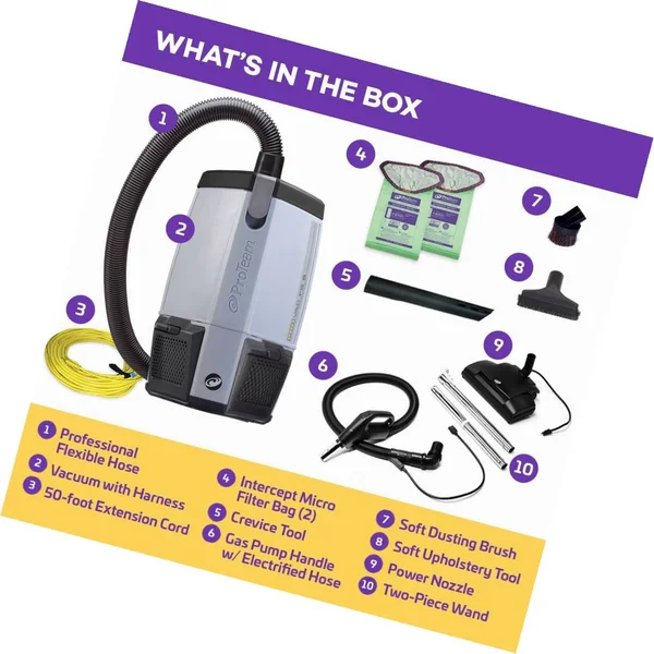ProTeam ProVac 6 Backpack Vacuum - HEPA/ /Micro Filter/Foam Filter